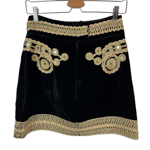 For Love and Lemons Paris Silk Velvet Crop Top and Skirt Set Black Gold Size S - Picture 10 of 12